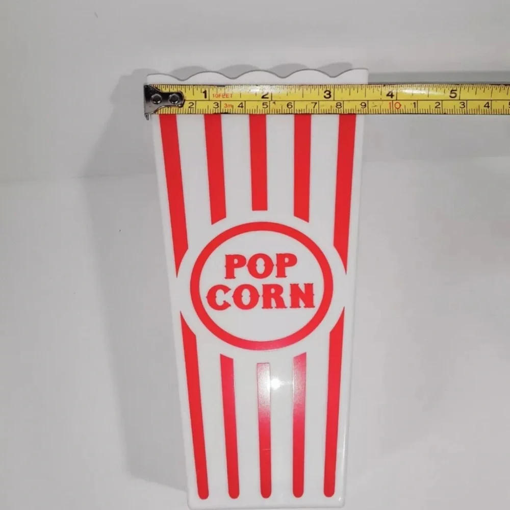 4 Retro Popcorn Buckets Reusable Bowls Movie Tub Plastic red white striped 3.5c